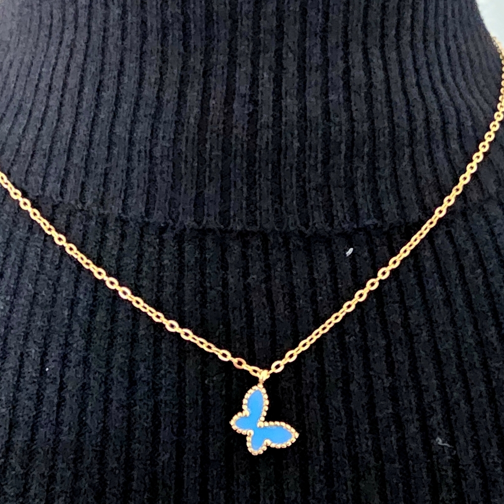 Necklace Gold- Plated Butterfly in Turquiose Color
